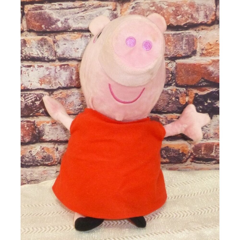 Peppa Pig Plush Toy With Red Dress‎ 10 Inches Long Soft Cuddly Stuffed Animal